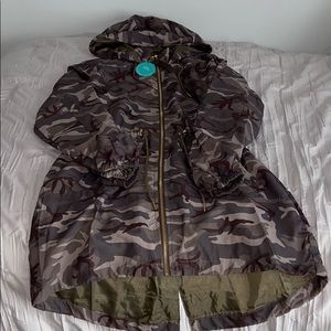 1 sunset lane camo long rain coat